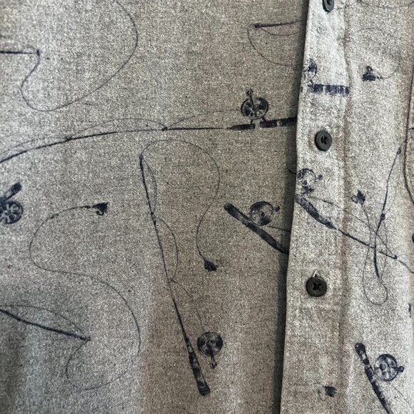 Vintage Woolrich Novelty Print Fishing Rod Soft Button Front Long Sleeve Shirt - Picture 5 of 12